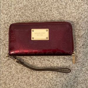Maroon Michael Kors Wristlet